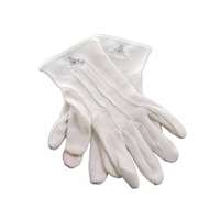 Gants et mitaines en coton uni blanc doux et respirant, entièrement brodés avec un logo maçonnique personnalisé, pour toutes les saisons
