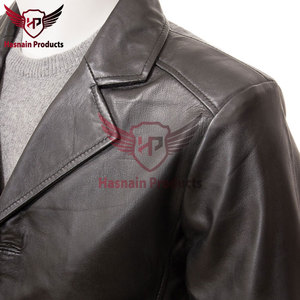 Men's Genuine <b>Leather</b> Car Coat Black Classic <b>Leather</b> Overcoat Button Front Casual Winter <b>Long</b> <b>Leather</b> <b>Jacket</b> - Product Image 3