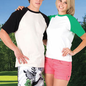 T-shirt personnalisé à manches raglan de baseball de couleur unie et douce T-shirt deux tons pour hommes - Product Image 2