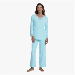 Ensembles de pyjamas en dentelle personnalisés pour femmes, pyjamas sexy pour femmes, vêtements de nuit pour femmes, modal de bambou uni, vêtements de nuit pour femmes - Product Image 1