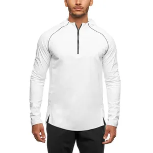 Mens Performance GYM Golf quick dry Running Sport Shirts Active Athletic Long Sleeve Tops 1/4 Quarter Zip Pullover Shirts