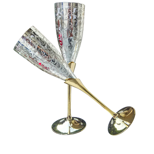 Verre à cocktail de luxe en laiton finition or et argent 300 ml, fait main, marque TQC, pour restaurant, bar, hôtel, prix de gros - Product Image 1
