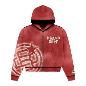 Heavyweight Custom Oversized Distressed <b>Zip</b> <b>up</b> Basic screen Printing Streetwear Vintage Boxy <b>Cropped</b> tracksuit drawstring - Product Image 4