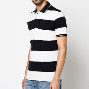 Polo de manga corta a rayas para hombre, estilo casual tejido, diseño de cuello redondo, nuevo diseño transpirable, camisetas polo para hombre - Product Image 3