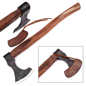 Hacha Tomahawk de acero hecha a mano, hacha de batalla con mango de palisandro y Funda de cuero - Product Image 1