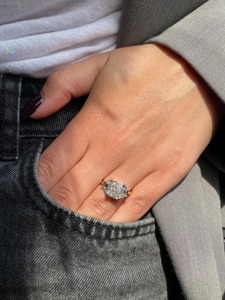 5 Carat Square Cushion Cut F VVS1 VVS2Lab Grown Diamond Three Stone Engagement Ring E VVS2 IGI Trapezoid Sides 18K Two tone Gold - Product Image 4