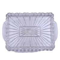 Plateau de service rectangulaire en cristal transparent de 16.1 pouces assiettes de fruits décoration plateau en cristal pour cadeau de fête de mariage