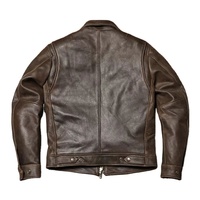 Veste en cuir d'automne marron hommes Style rétro grande taille 5XL peau de vache naturelle Slim Fit manteau en cuir véritable