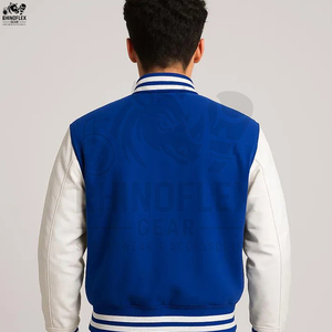 Vestes universitaires personnalisées en gros avec manches en cuir, veste respirante en polyester pour homme, veste universitaire unie vierge - Product Image 5