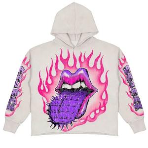 100% coton hommes lourd polaire à capuche soleil délavé en détresse broderie fermeture éclair Streetwear bases coton mélangé - Product Image 1