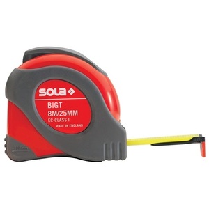 Cinta Métrica BIG T de 8 m de Longitud y 25 mm de Ancho, de Plástico EC I con Botón de Parada SOLA - Product Image 1