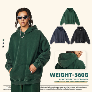 Sweat à capuche pour homme personnalisé, style streetwear vintage, tissu en coton lourd tricoté, surdimensionné, décontracté, hiver, à capuche, vente en gros - Product Image 2
