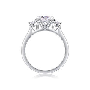 Fashionable Best IGI GIA Certified <b>Three</b> Stones Lab Grown Round Cut Diamond Solid White Gold Wholesale Rings for Women's Gift - Product Image 2