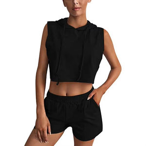 Ensemble 2 pièces pour femmes avec logo personnalisé de haute qualité hauts et bas d'entraînement courts pour la course à pied et le fitness costume de fitness pour femmes - Product Image 3