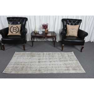 Tapis vintage 2,9x6,2 pieds, tapis d'inspiration turque, tapis persan gris - Product Image 2