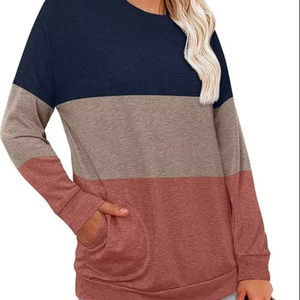 Womens Winter Autumn Tunic Tops Fit Sweatshirt Pullover <b>Shirts</b> Pockets Long Sleeve Neck Stretchy Loose Casual Embroidery Knitted - Product Image 6