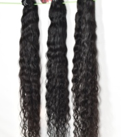 Rambut Manusia India Murah Grosir, Bundel Keriting, Single Drawn Remy Grade, Virgin Natural Black, Kutikula Tersusun Rapi, Double Machine Weft