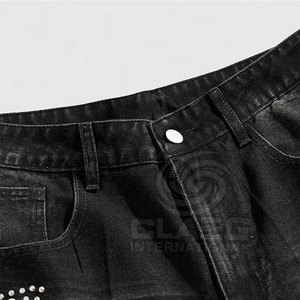 Pantalones vaqueros cortos con diamantes de imitación de estilo único al por mayor, pantalones vaqueros ligeros 2025, pantalones cortos con diamantes de imitación, pantalones vaqueros para adultos - Product Image 3