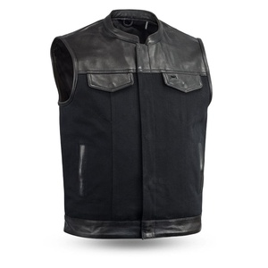 Gilet en cuir demi-toile - Product Image 1
