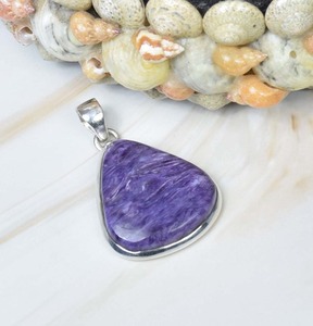 Pendentif de mariage idéal pour les filles Pendentif en argent sterling 925 Charoite en cuivre avec pendentif en argent 925 - Product Image 3