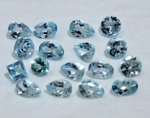 Lot de pierres précieuses naturelles d'aigue-marine facettées, bleu ciel, couleur eau de mer, pierres en vrac pour bijoux, tailles et formes variées, cirées/huileées, 1-2 carats, pour la création de bijoux - Product Image 6