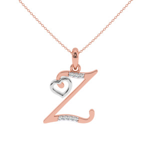 Colgante Z inicial de oro de 14 quilates con corte brillante redondo de diamante cultivado en laboratorio-Joyería de regalo para mujer - Product Image 5