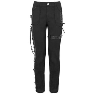Pantalon de mode pour homme, style gothique punk, motard, grunge, avec lacets latéraux, jeans noir 2026 - Product Image 1
