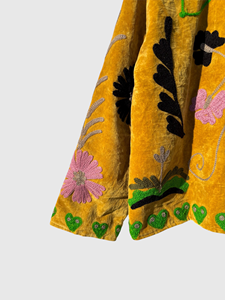 Veste en lin brodée de fleurs jaunes, col montant, manches longues, style Prairie Chic, vêtements de printemps pour femmes - Product Image 5