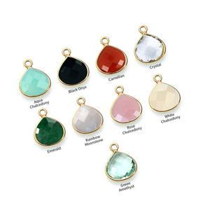 Colgante de piedra lunar chapada en oro al por mayor, abalorio de bisel de lágrima facetado de 12mm para la fabricación de joyas, piedra natal de junio - Product Image 6