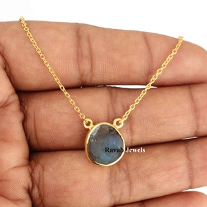 2025ที่มีคุณภาพดีชุบทอง18K มาดากัสการ์ขายส่งกำหนดเองขนาด18นิ้วผู้หญิง925สเตอริงสีฟ้าฉูดฉาดสร้อยคอลาบราดอไรต์ - Product Image 5