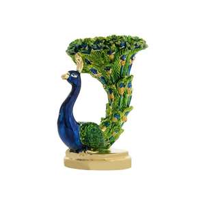 Support de bougie décoratif en métal argenté en forme de paon pour la maison, le bureau, le temple, la fête, le salon, le mandir, la pooja - Product Image 6