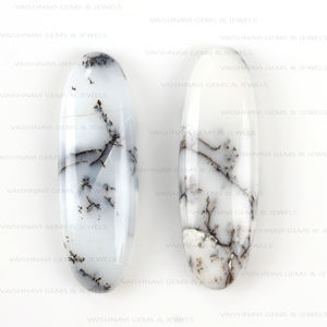 Haute Qualité 10x30mm Naturel Dendrite Opale Long Ovale Dos Plat Calibré Cabochon Haute Poli Blanc Quartz Pierres Précieuses En Vrac - Product Image 4