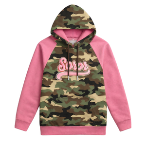 Sudadera con Capucha de Forro Polar para Mujer, Estilo Universitario, con Estampado Personalizado en la Parte Delantera, Color Rosa y Verde, para Hermandades Universitarias - Product Image 3