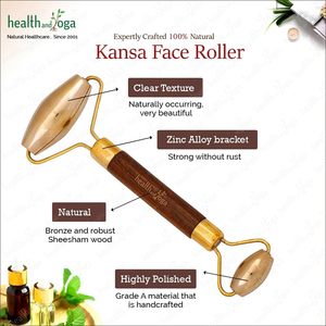 Rouleau facial Kansa Premium HealthAndYoga BronzeRoll pour un massage apaisant et une peau éclatante - Product Image 2