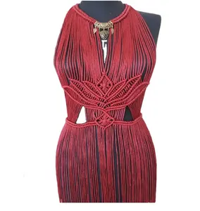 Festival Costume Party Dress YOUR BRIDE TO BE Cotton Hand Woven Festival Clothing Bustier Crop Top Women Macrame Beach Dress