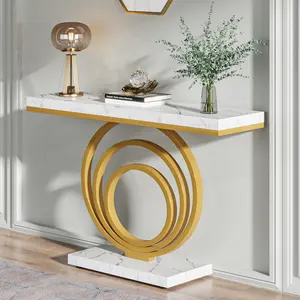 Tribesigns Wholesale 41 Inch Modern Entryway Sofa Table Contemporary Gold Marble Console Tables Living Room Furniture