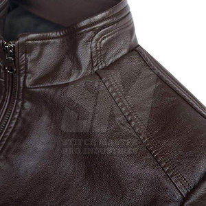 Blouson en cuir pour homme, nouvelle collection 2026, coupe-vent, col montant, logo frontal, haute qualité, vente chaude - Product Image 4
