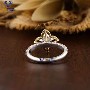 Anillo de Diamantes de Corte Redondo y Personalizado de 1.98 TDW, Oro Blanco, Engaste Pavé, Diamante HPHT/CVD, Piedra de Laboratorio - Product Image 4