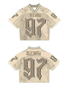 Jersey de fútbol americano para niños al por mayor, hecho a medida con tela de malla, manga corta, nombre personalizado, número para equipos de Club y escuela - Product Image 5