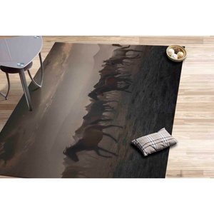 Alfombra de Chenilla con Caballos Salvajes: Decoración Antideslizante para Amantes de los Caballos, Alfombra Delgada No Tejida - Product Image 1