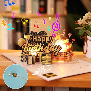 Biglietto di Auguri 3D Fatto a Mano con Busta e Etichetta Messaggio, Biglietto Pop-up per <span class=keywords><strong>Compleanno</strong></span> - Product Image 4