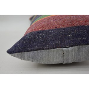 Multicolor Vintage Boho Kantha <b>Pillow</b> 12x24 Inches Wool Patchwork <b>Pillow</b> with Woven Embroidered Printed Patterns for Sofas - Product Image 4
