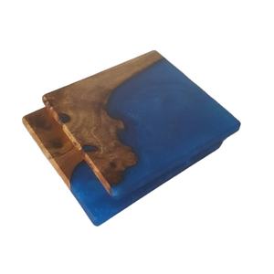 Dessous de verre en résine époxy et bois Square River Wave pour boissons chaudes et froides Napperons de protection de table - Product Image 1