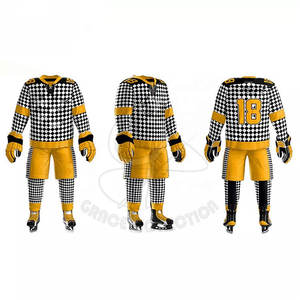 เครื่องแบบฮ็อกกี้น้ำแข็งชุดยูนิฟอร์มโพลีเอสเตอร์100% ผลิตแบบมืออาชีพติดป้ายได้ตามต้องการ - Product Image 1