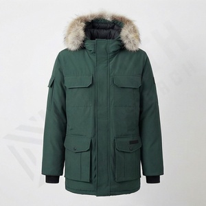 Abrigo Clásico de Alta Calidad, Cálido, Cortavientos, con Piel de Coyote Auténtica, Chaqueta de Plumón de Ganso para Hombre, Abrigo Térmico Aislado para Invierno - Product Image 1