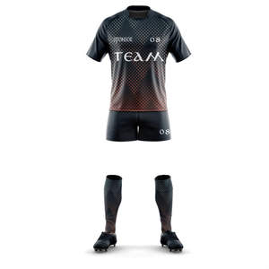 Conjunto de Uniforme de Rugby Personalizable, Totalmente Sublimado y Transpirable, Camisetas y Pantalones Cortos de Fútbol Americano de Poliéster Azul - Product Image 1