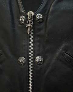 Fermeture à glissière gilet en cuir vestes moto véritable peau de vache Outback Biker Pakistan fait élégant gilet en cuir respirant - Product Image 4