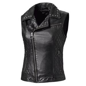 Cheap Price 2025 New Design Women Biker <b>Leather</b> <b>Vest</b> Beat Quality Low Moq Women Biker <b>Leather</b> <b>Vest</b> For Women - Product Image 2