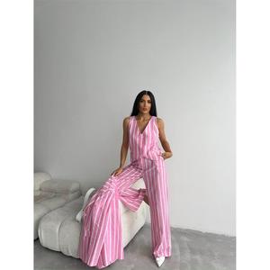 Veste en lin rayée rose pour femme, élégante, accessoire d'ensemble de costume - Product Image 6