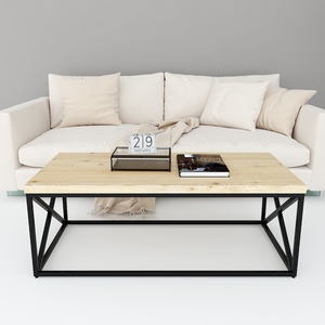 Industrial-Style <b>Pine</b> Wood Sofa <b>Table</b> with Durable Powder-Coated Iron Frame TT68152 Design - Product Image 4